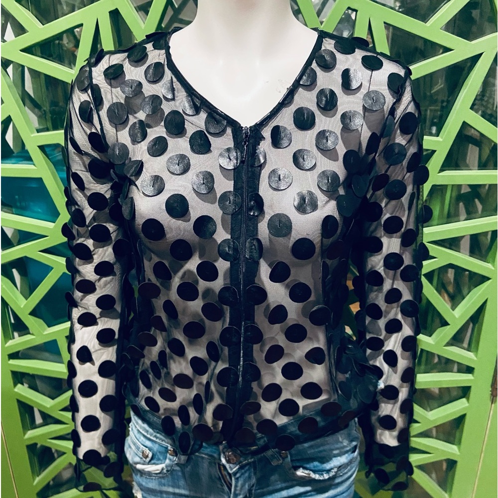Staples Leather Embellished Sheer Jacket - NEW - S